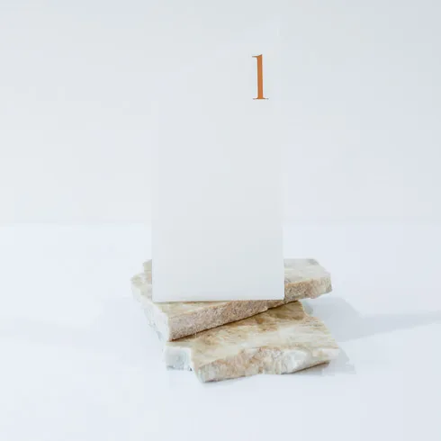 Table Number - Frosted Acrylic - Tall Asymmetric - Gold Numeral Numbers ( 1 -4)