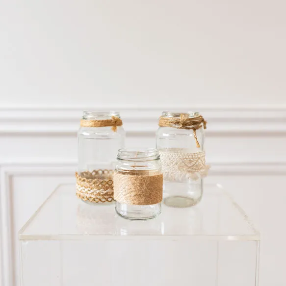 Clear Jar - Hessian/Ribbon