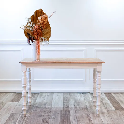 Signing Table Timber with White Legs