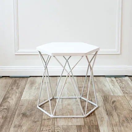White Geometric Side Table