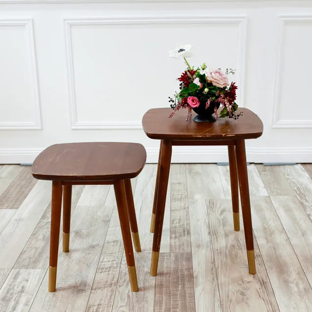 Brass Tip Timber Side Table