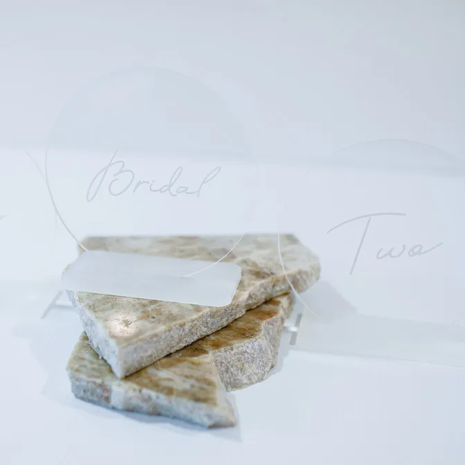 Table Number - Round Clear Acrylic - White Numbers (B-8)