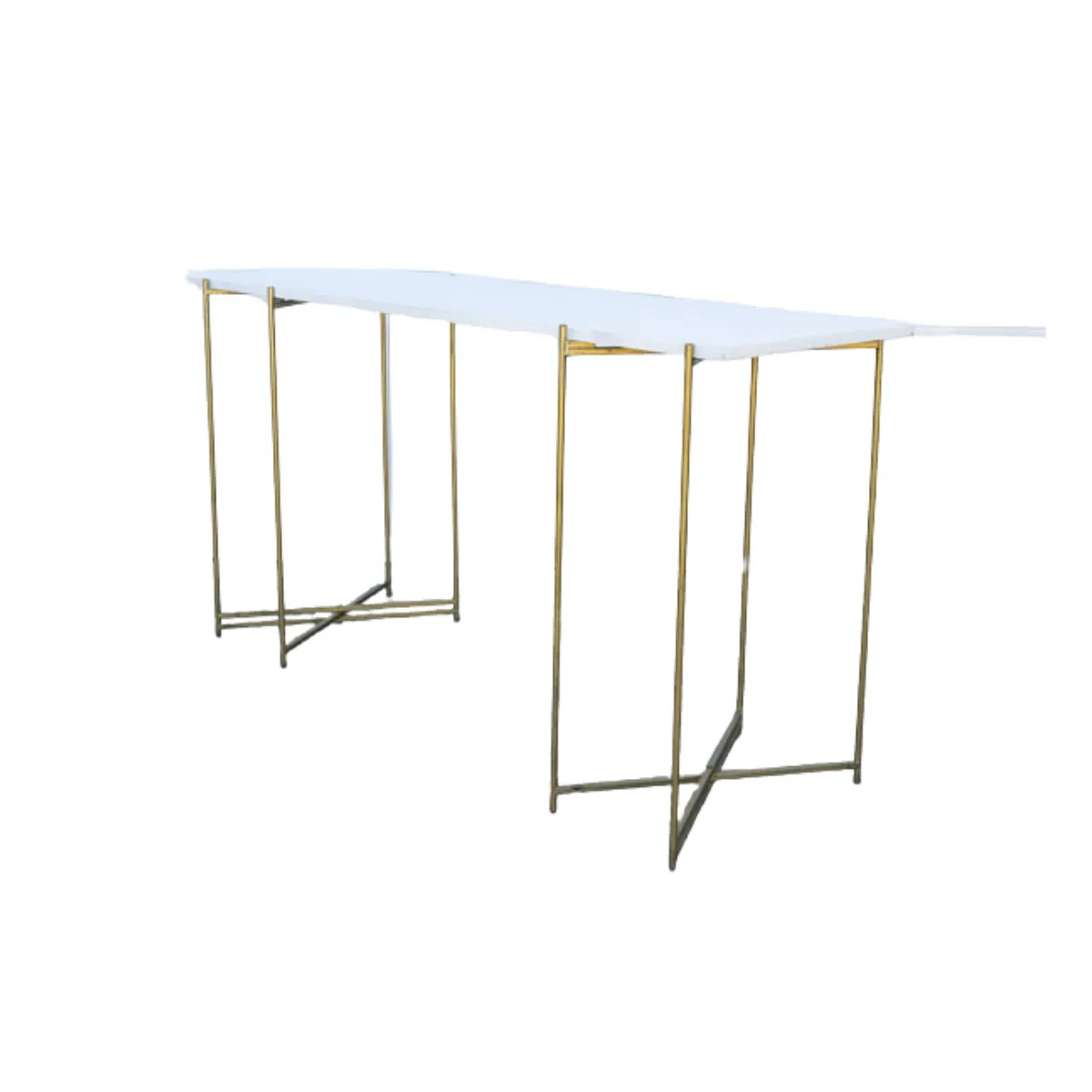 White Timber Bar Table with Gold Legs