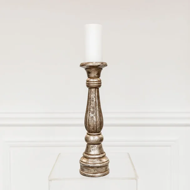 Silver Hand Carved Candleholder - Large