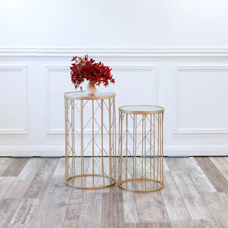 Mirror Top Gold Side Table