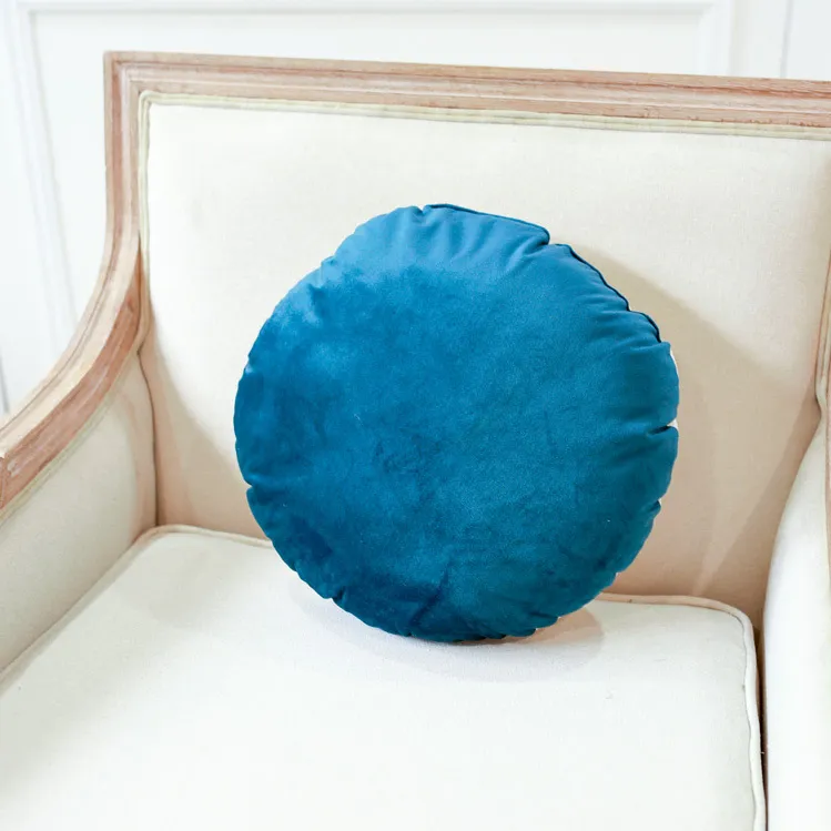 Cushion - Velvet - Blue one Sided - Round