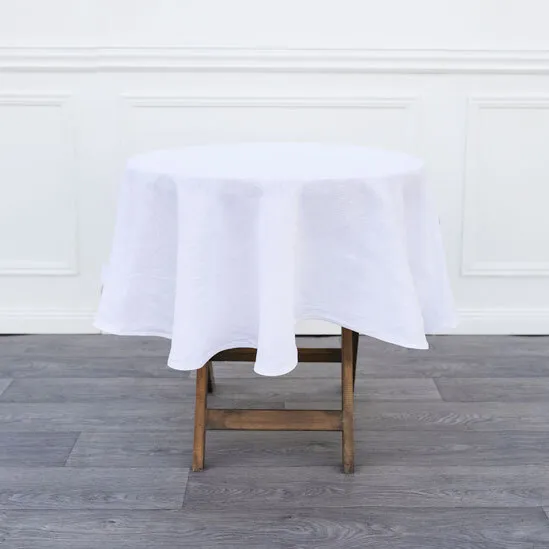 Round Linen Tablecloth - White