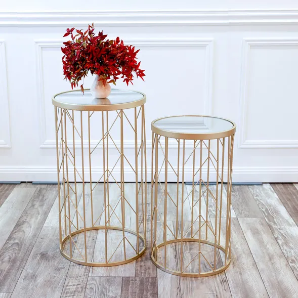 Mirror Top Gold Side Table