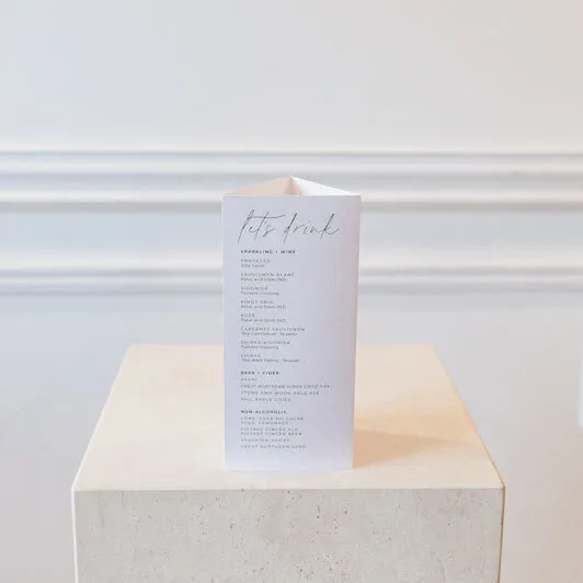 Printed Tent Menu - 3 Sided