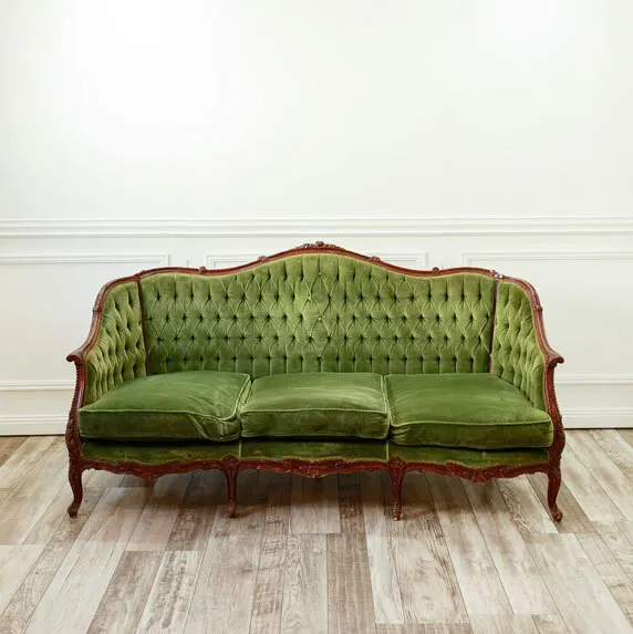Three Seater Velour Lounge - Green