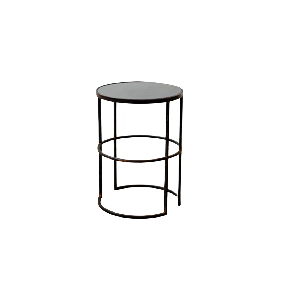 Round Side table with Granite Top - Small