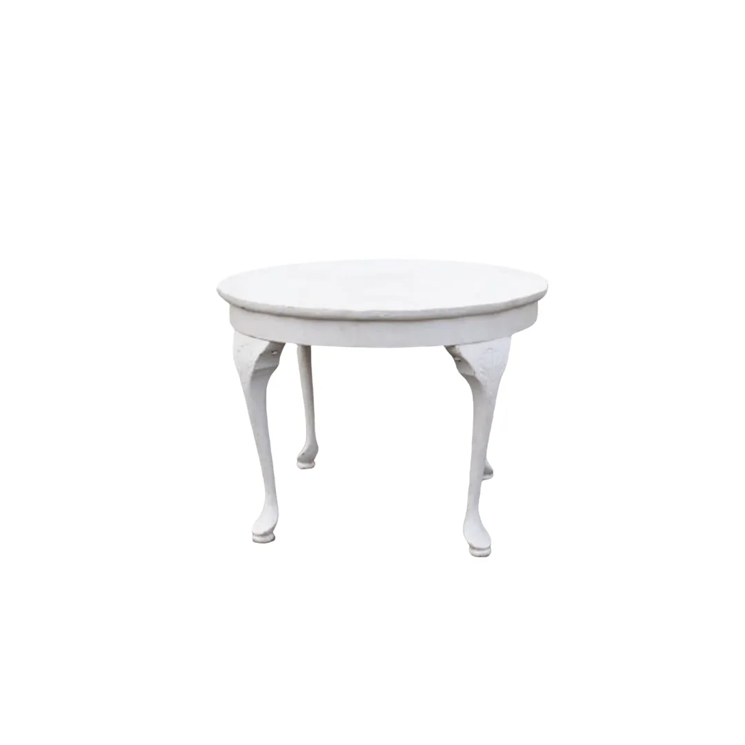 Round Ornate Side Table - White