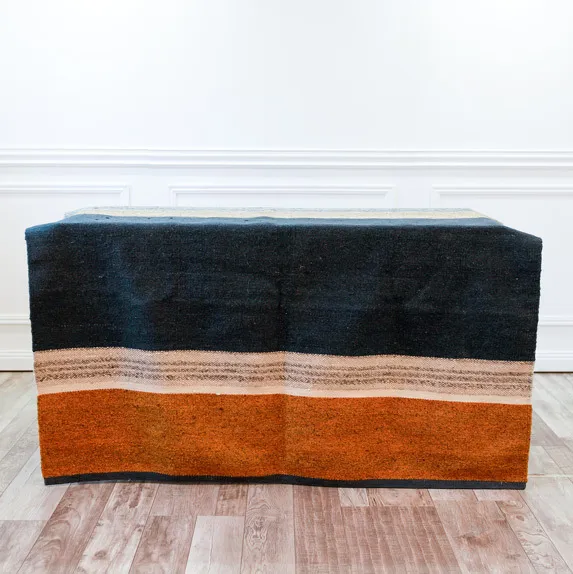 Rug - Wool Navy Rust Grey & White