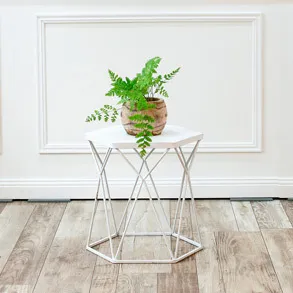 White Geometric Side Table