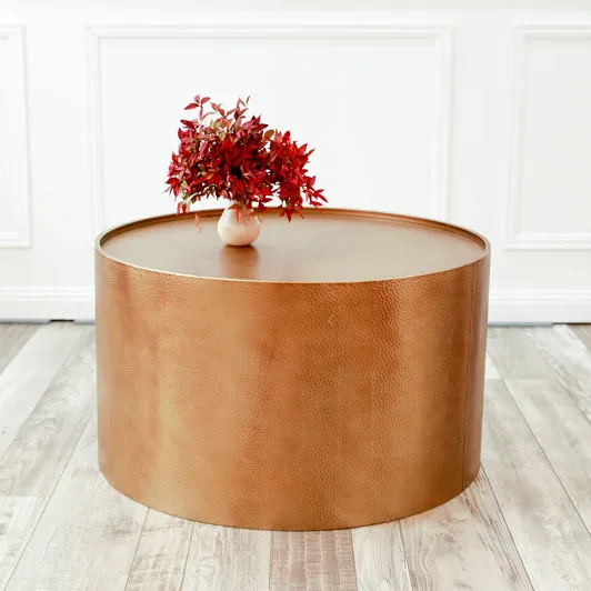Hammered Brass Metal Coffee Table