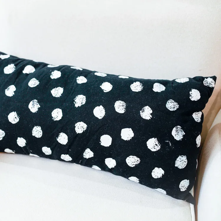 Cushion - Black with White Polka Dots