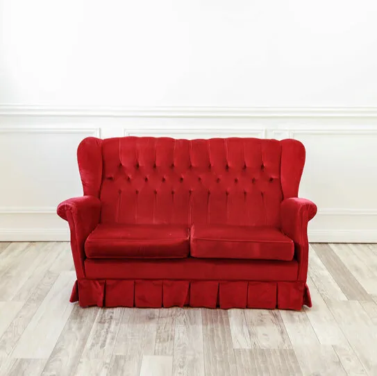 Two Seater Velour Lounge - Red