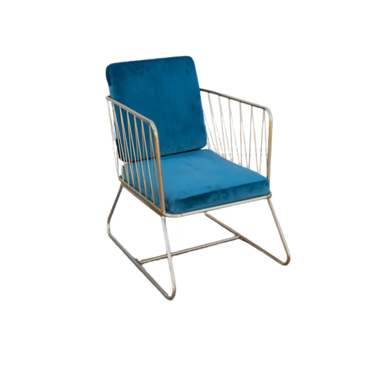 Gold Wire Armchair - Blue