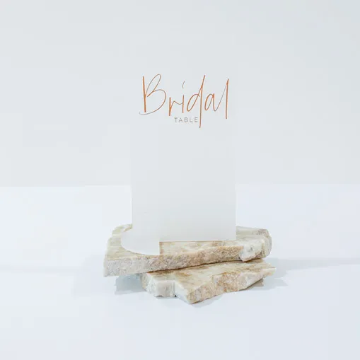 Table Number - Frosted Acrylic - Tall Rectangle - Gold Text Writing (Bridal - 6)