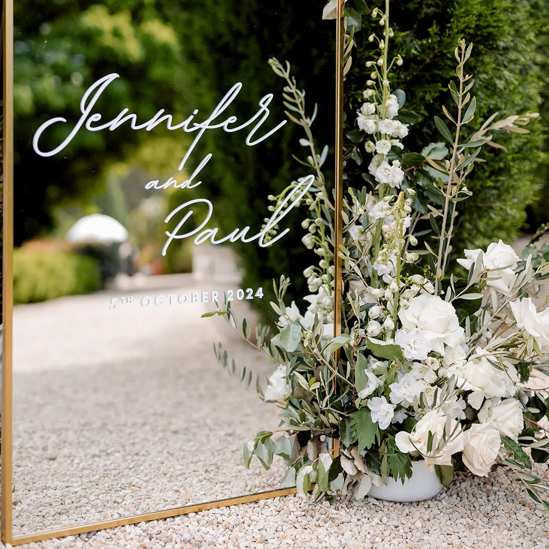 Freestanding Mirror with Decal - Gold