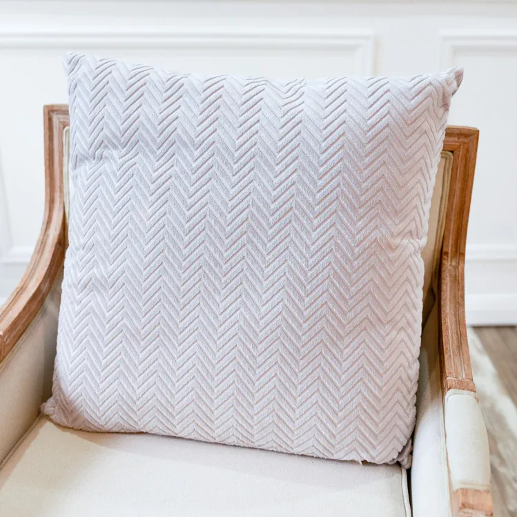 Cushion - Grey Velvet - Large With Pattern