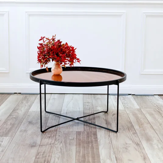 Coffee Table Black with Mirror Top