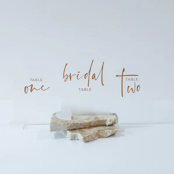 Table Number - Semi Frosted Acrylic - Gold Text Numbers (Bridal - 4)