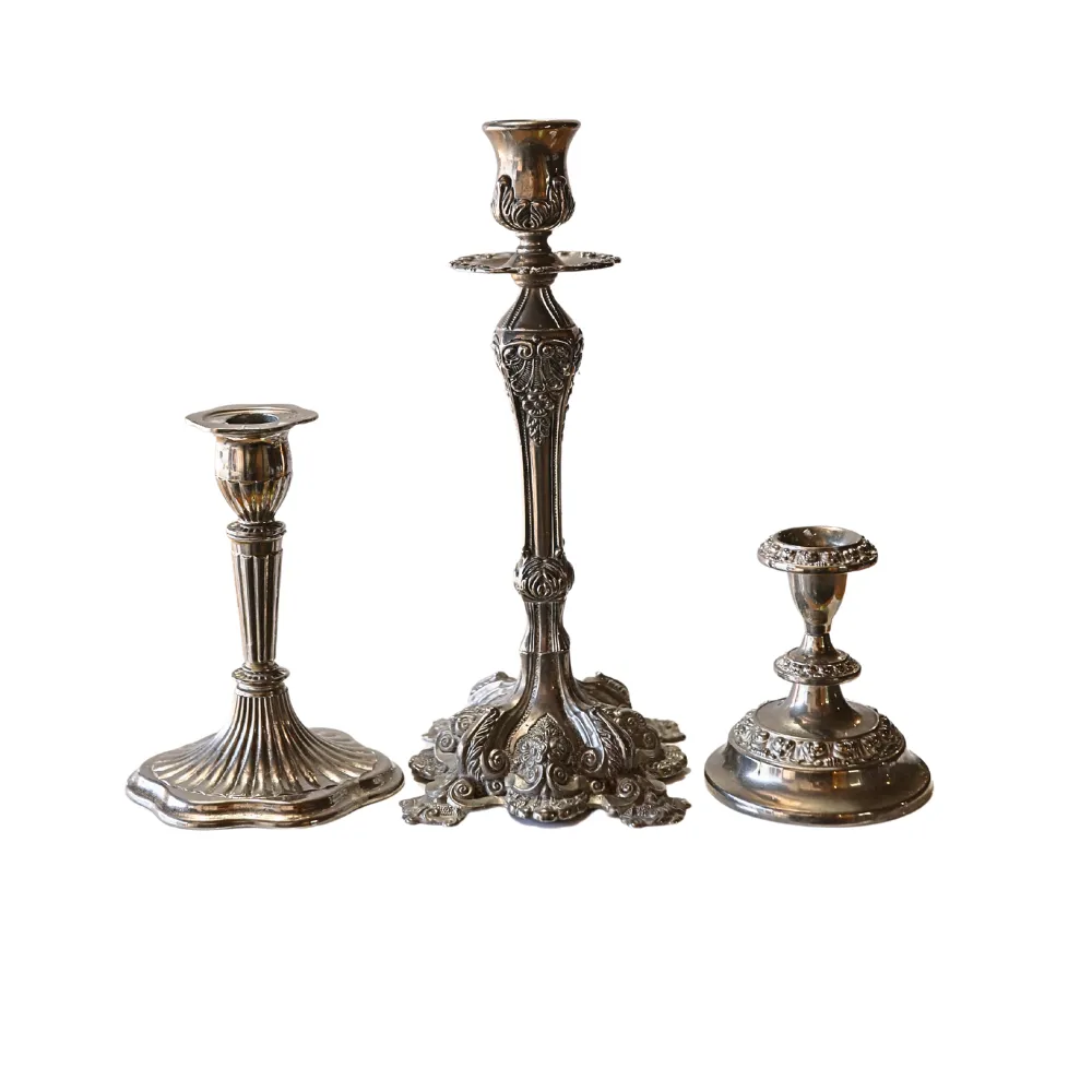 Mixed Antique Silver Candleholders