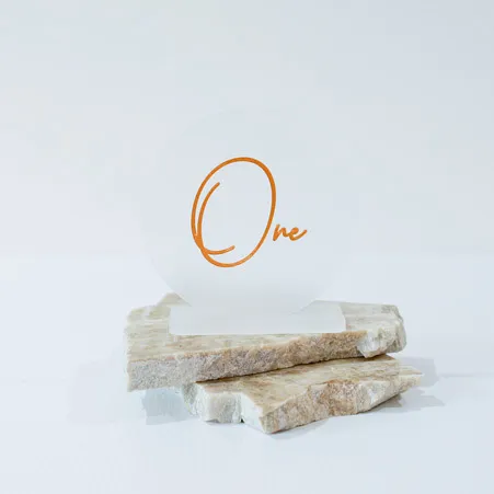 Table Number - Semi Frosted Acrylic Circle - Gold Text Numbers (1-3)