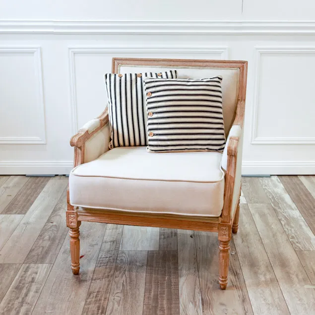 Cushion - Black and White Stripe with Button
