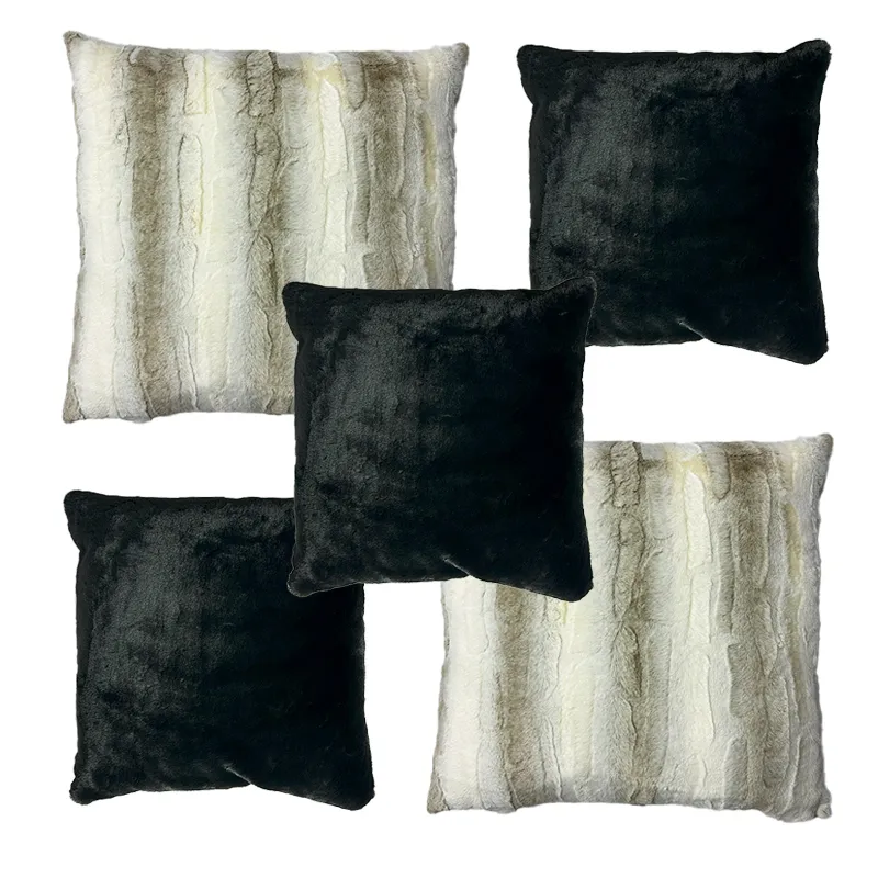 Black and White Fur 5 Pillow Package