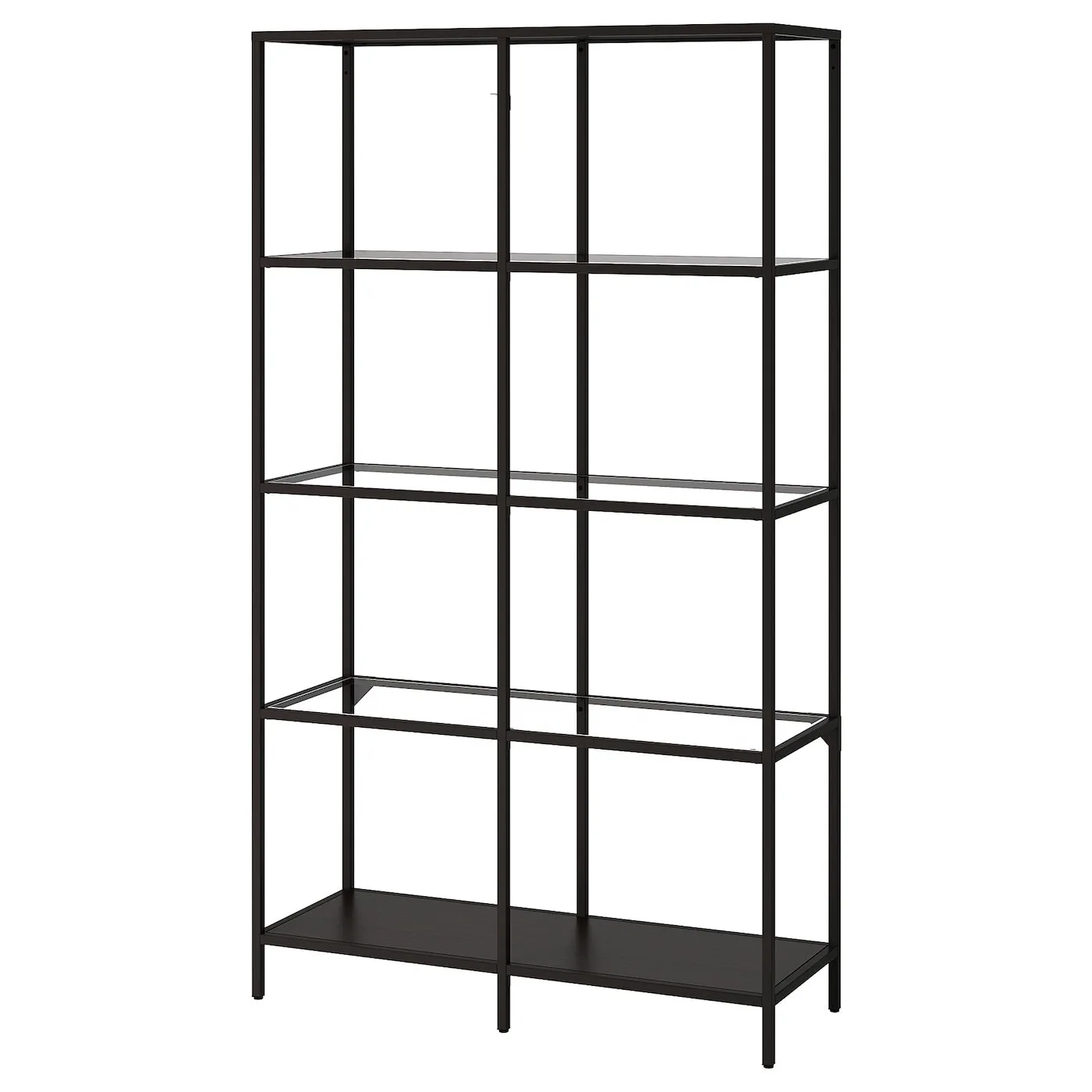 Black Metal Shelves with Glass