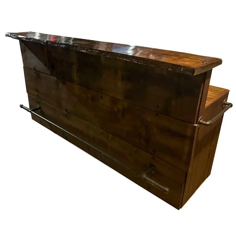 Rustic 9' Wood and Iron Drink Bar