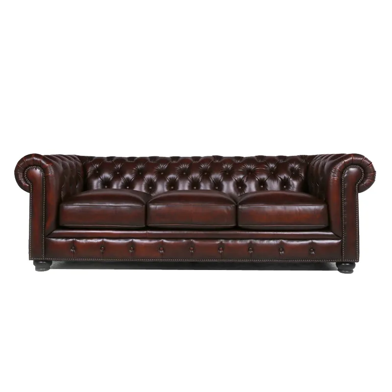 Leather Chesterfield Couch - 3 Seats