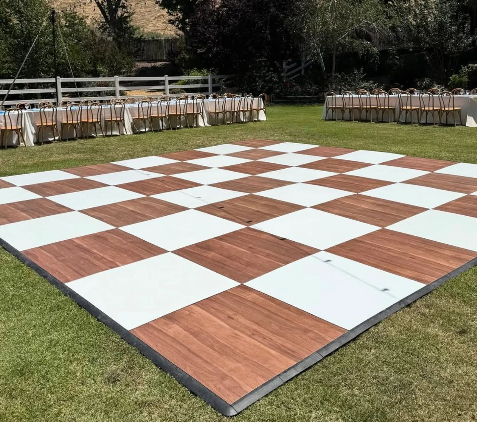 Dance Floor - Dark Maple & White Check