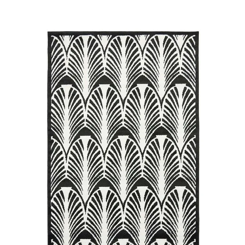 Black and White Art Deco Rug - 5'x8'