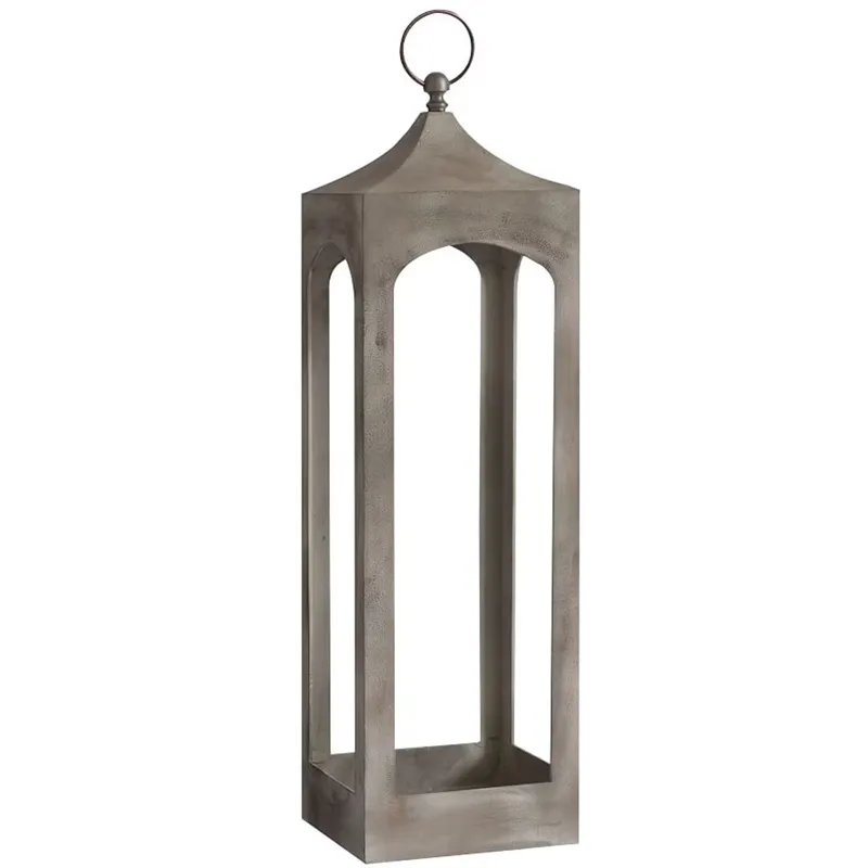 Gray Hand Crafted Metal Outdoor Lantern