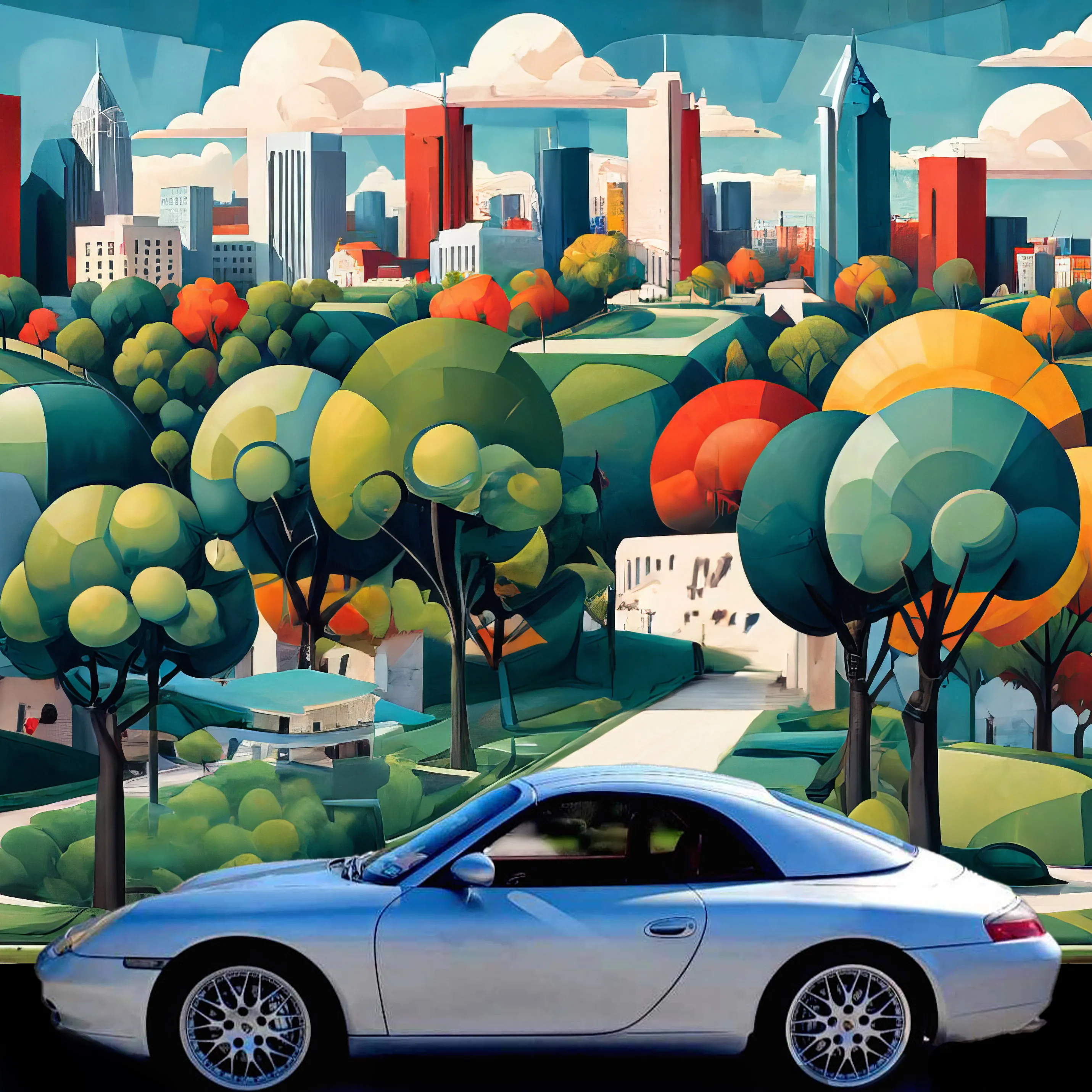 Silver Porsche 911 C4 Convertible