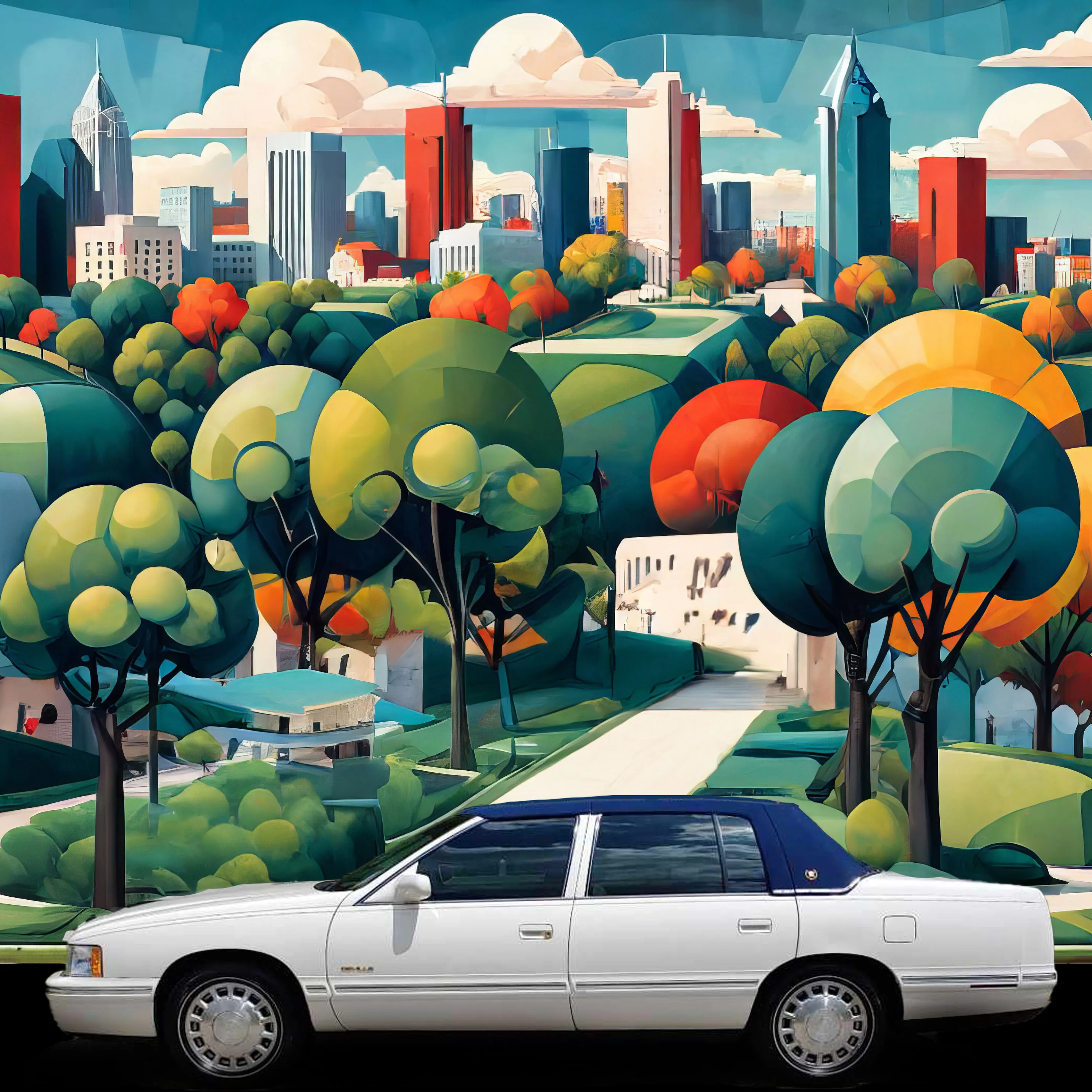 White Cadillac Deville