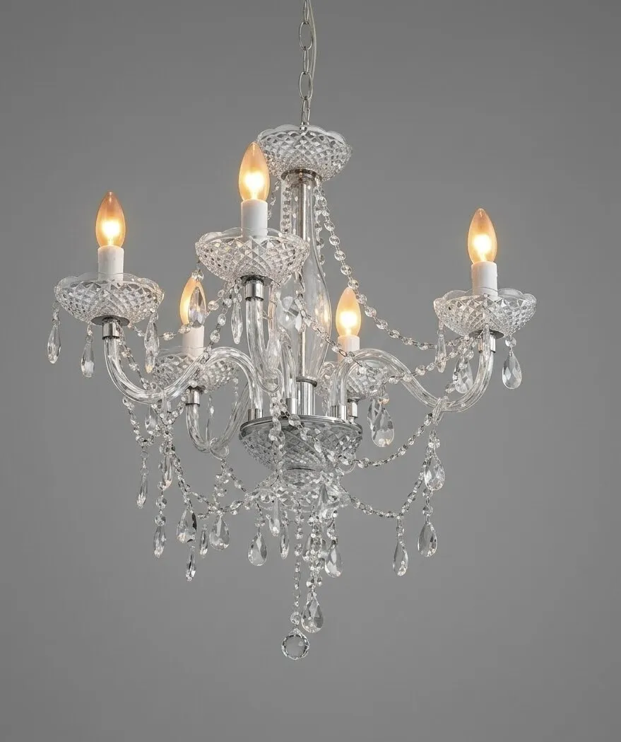 white crystal chandelier 6-light