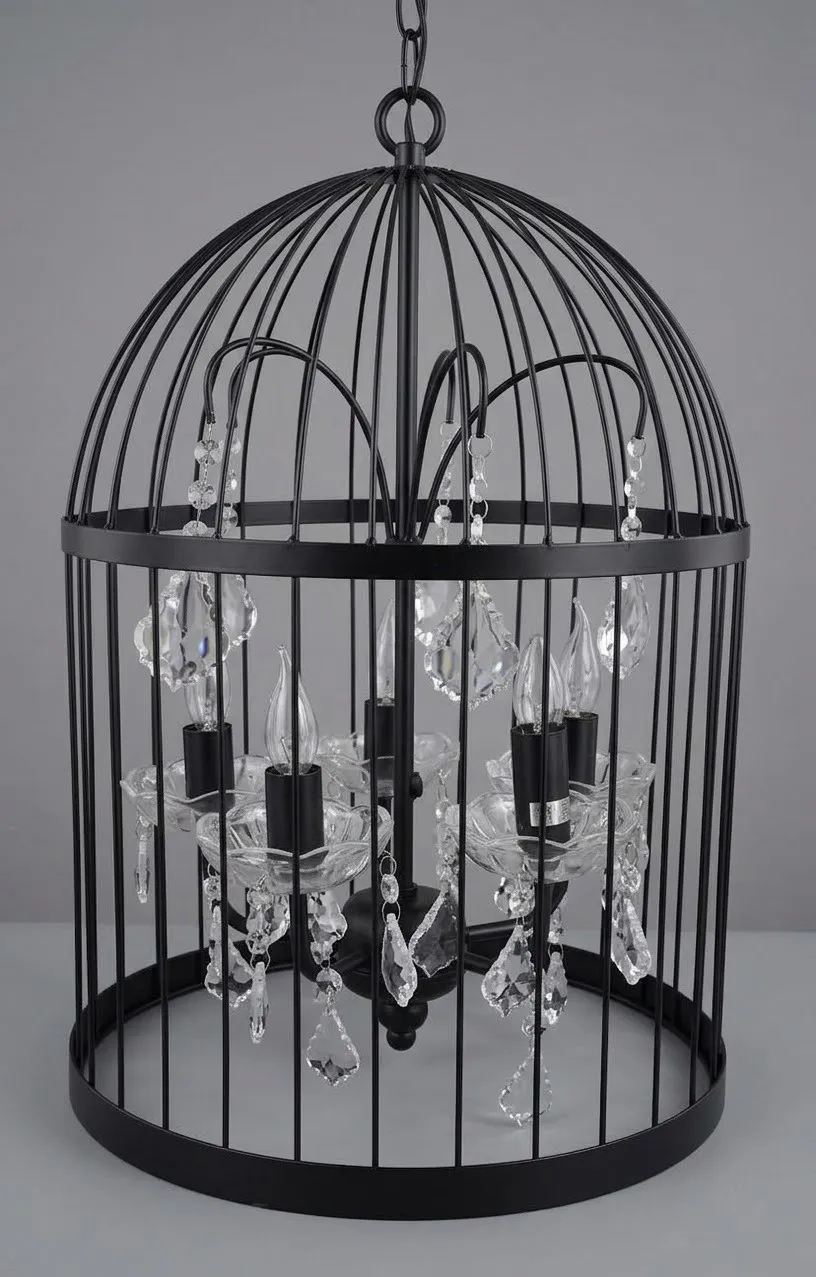 Black Cage  crystal chandelier 6-light
