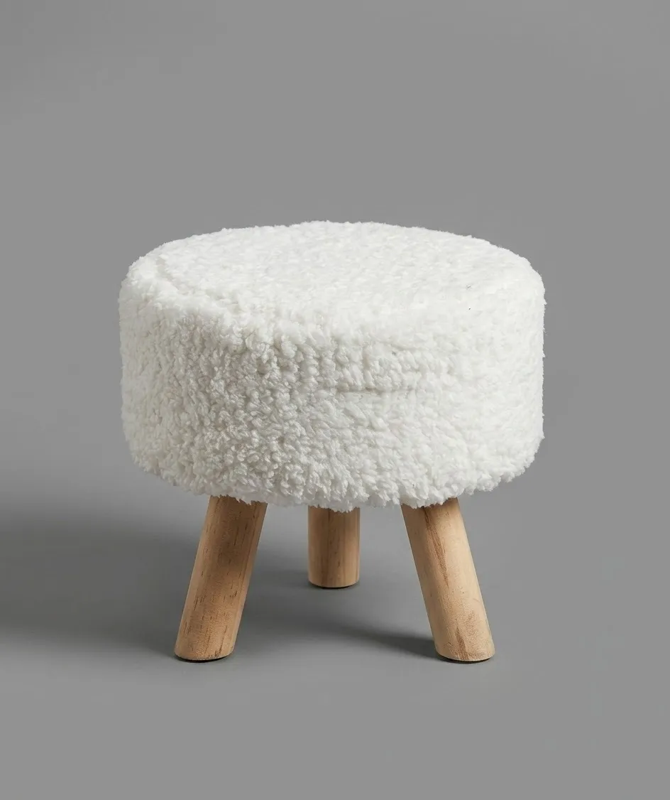 Kids White Woolen Chair