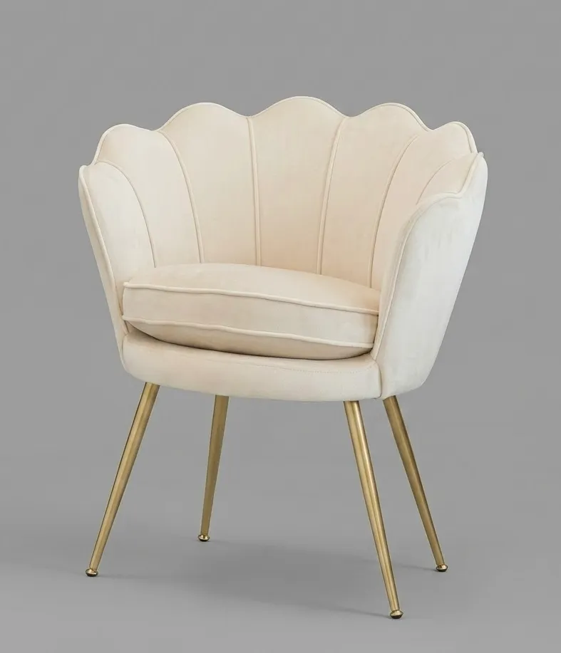 Cream Velvet Accent Chair 