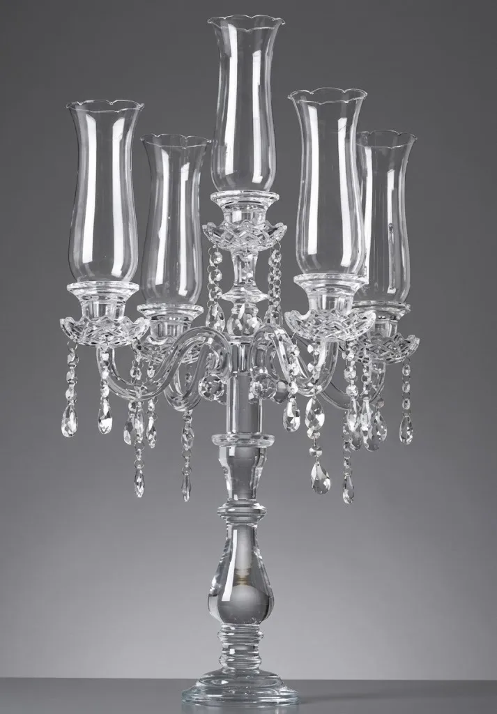 Candelabra 5 arm Crystal Glass 32"