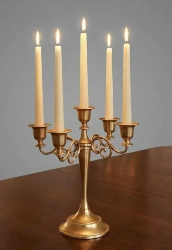Gold 5 Arms Candelabra 12"