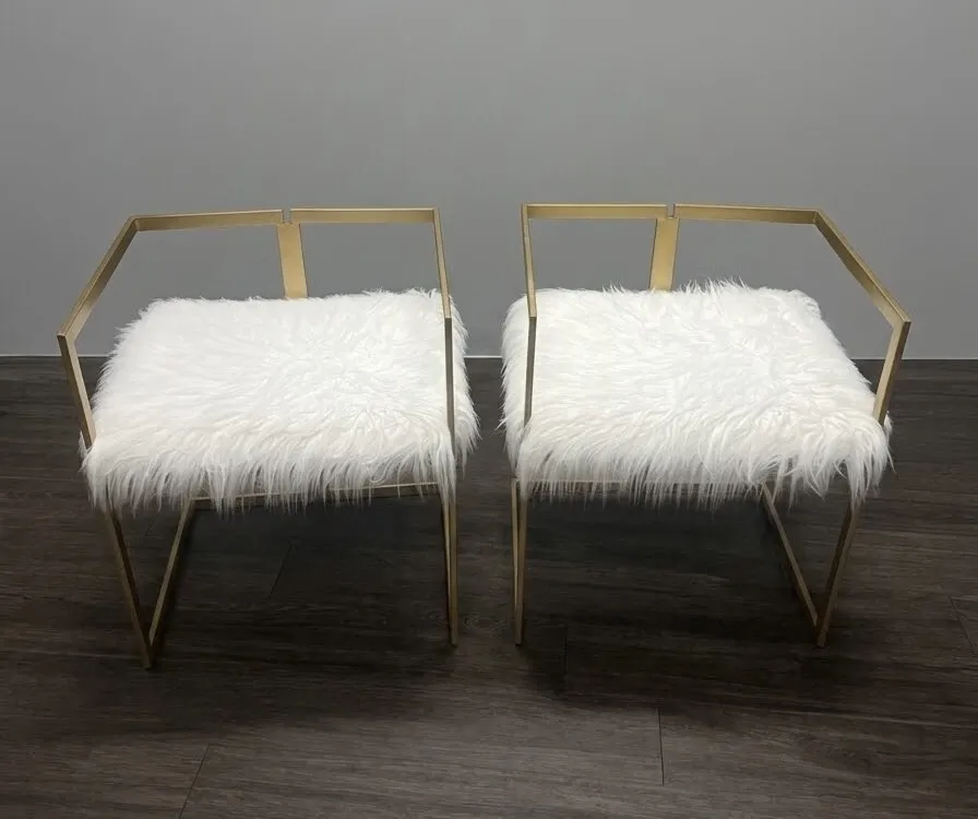 white furry chair