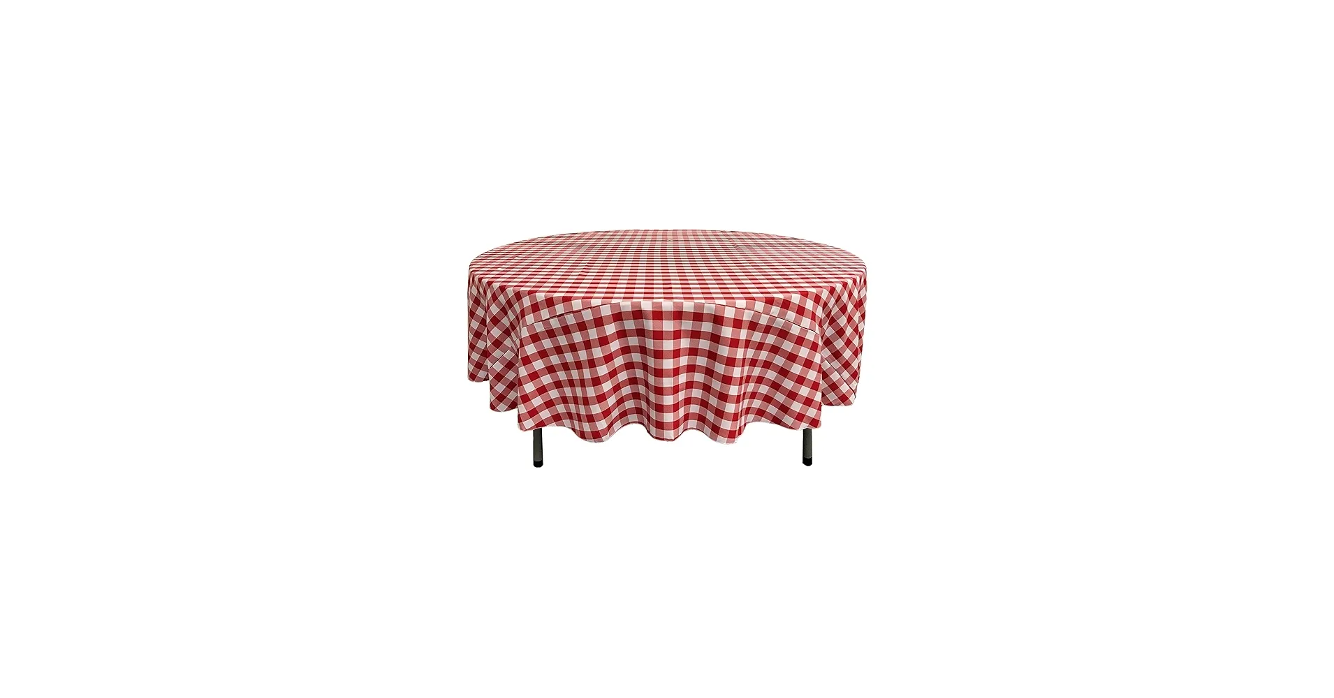 Red Checkered 90in Round Table Linen