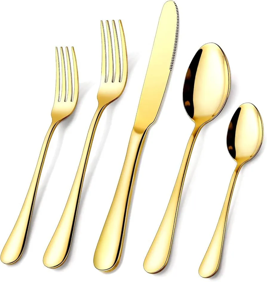 Gold flatware set: Service for 8