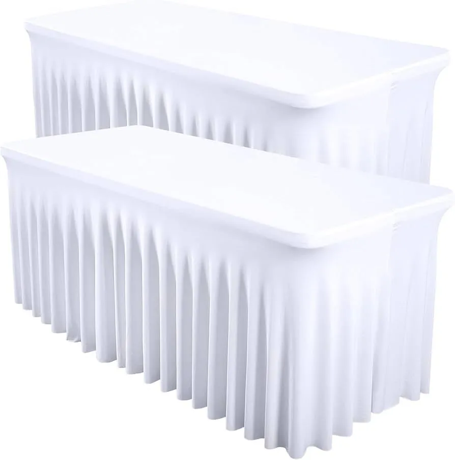 Spandex Table Linens 8 ft. Rectangular w/ Skirt- Various color options