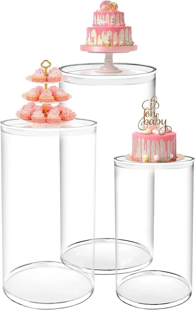 3 Piece Acrylic Cylinder Pedestal Stands